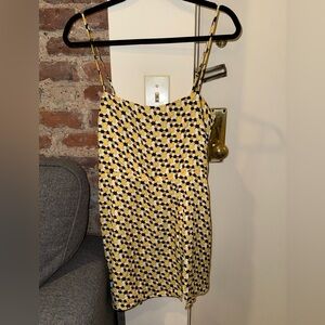 RESA Silk Yellow and Black Floral Mini Dress